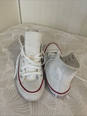 Converse Kids White High-Top Sneakers with Red Trim